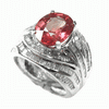 4.07 Carat Ruby Diamond Ring in 14k White Gold