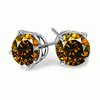 1 Ct Twt Cognac Diamond Stud Earrings in Sterling Silver