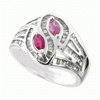 1.18 Carat Ruby Diamond Ring 14k White Gold