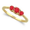 Three Stone Ring- 1 Carat Ruby Ring in 14K Gold