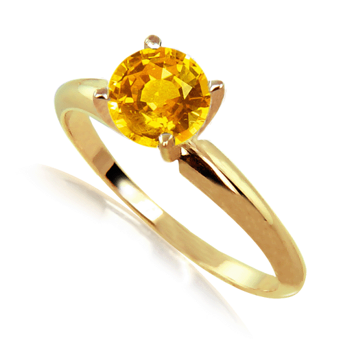 1 Carat Orange Sapphire Solitaire Ring in 14k Gold