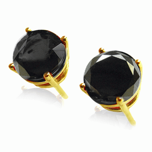 1 Ct Black Diamond Stud Earrings in 14k White or Yellow Gold