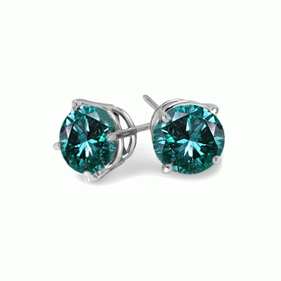 0.25 Carats Blue Diamond Earrings in 14k White Gold