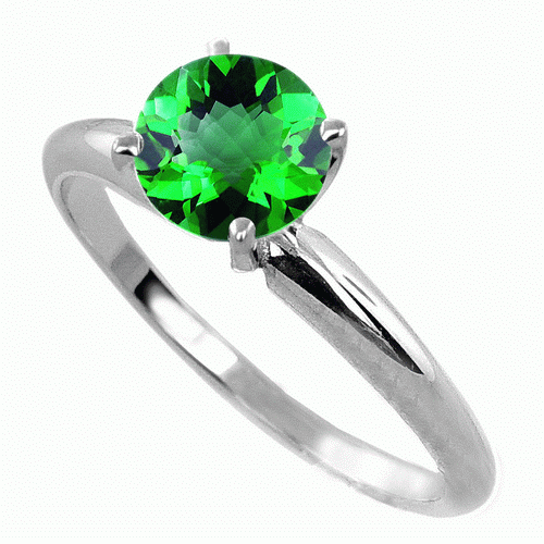 0.50 Carat Emerald Ring in 14k White Gold