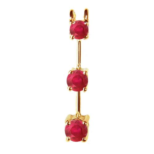 0.50 Ct Twt. Three Stone Ruby Pendant 14k Gold
