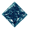 1 Carat Princess Cut Blue Diamond I2/I3 Clarity