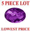 9x7 mm Oval Checker Board Cut Amethyst 5 piece Lot