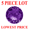 4 mm Round Checker Board Cut Amethyst 5 piece Lot