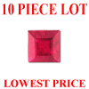 3 mm Square Faceted Ruby 10 piece Lot AA Grade