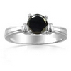 1 Carat AAA Black Diamond Engagement Ring in 18k Gold