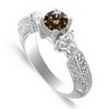 1 Carat Chocolate Diamond Ring in 18k White Gold