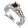 1.13 Carats Chocolate Diamond Ring in 18k White Gold