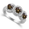 1.30 Carats Three Stone Chocolate Diamond Ring in 18k White Gold