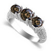 1.41 Carats Three Stone Chocolate Diamond Ring in 18k White Gold