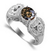 1.55 Carats Chocolate Diamond Ring in 18k White Gold