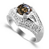 1.45 Carats Chocolate Diamond Ring in 18k White Gold