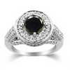 1.5 Carats AAA Black Diamond Ring in 18k White Gold