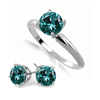 0.50 ct. Blue Diamond Ring and Earrings in 14k Gold 0.50 ct. Blue Diamond Ring and Earrings in 14k Gold