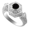 1.86 Carats AAA Black diamond Ring in 18k White Gold