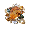 3.43 ct. Citrine Multi Sapphire Ring in 10k Yellow Gold