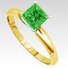0.50 Carat P/Cut Green Diamond Ring in 14k Yellow Gold
