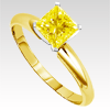 0.35 Carat Princess Cut Yellow Diamond Ring in 14k Gold