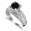 2.91 Carats Black AAA Diamond Ring in 18k White Gold