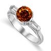 1.38 Ct Twt Red Cognac VS Diamond Ring in 18k Gold