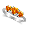 Three Stone Ring- 2.50 Carat Twt. Orange Sapphire Ring