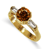 1.38 Carats Cognac VS Diamond Ring in 18k Yellow Gold