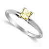 0.35 Carat Princess Cut Yellow Diamond Ring in 14k Gold