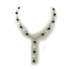 Red Onyx and Pearl Necklace in Sterling Silver