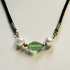 Green Amethyst-Pearl Bead Designer Sterling Necklace
