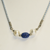 Lapis-Pearl Bead Designer Sterling Necklace