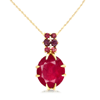 6.10 ct. Ruby Garnet Diamond Pendant in 10K White Gold