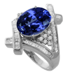 3.53 Carat Tanzanite Diamond Ring in 14k White Gold