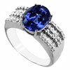 4.67 Carats Tanzanite Diamond Ring in 14K White Gold