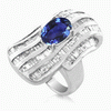 3.83 Carats Tanzanite Diamond Ring in 14k White Gold