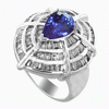 3.61 Carats Tanzanite Diamond Ring in 14k White Gold