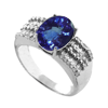 4.67 Carats Tanzanite Diamond Ring in 14K White Gold