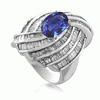 4.41 Carats Tanzanite Diamond Ring in 14k White Gold