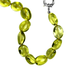 Green Gold (Lemon) Citrine Beaded Silver 16 Inch Necklace