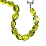 Green Gold (Lemon) Citrine Beaded Silver 18 Inch Necklace