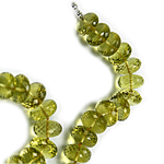 Green Gold Quartz Beaded Sterling Silver 16 Inch Necklace