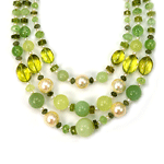 Multi Color Aquamarine Beaded Sterling Silver 20 Inch Necklace