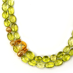 Green Gold Citrine Beaded Sterling Silver 24 Inch Necklace