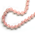 Rose Quartz Beaded Sterling Silver 20 Inch Necklace