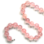 Rose Quartz Beaded Sterling Silver 24 Inch Necklace