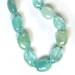 Aquamarine Beaded Sterling Silver 24 Inch Necklace