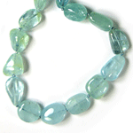 Aquamarine Beaded Sterling Silver 24 Inch Necklace